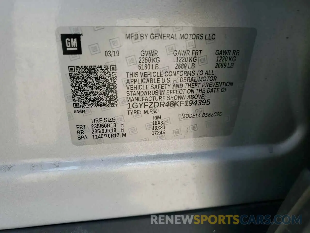13 Photograph of a damaged car 1GYFZDR48KF194395 CADILLAC XT4 2019