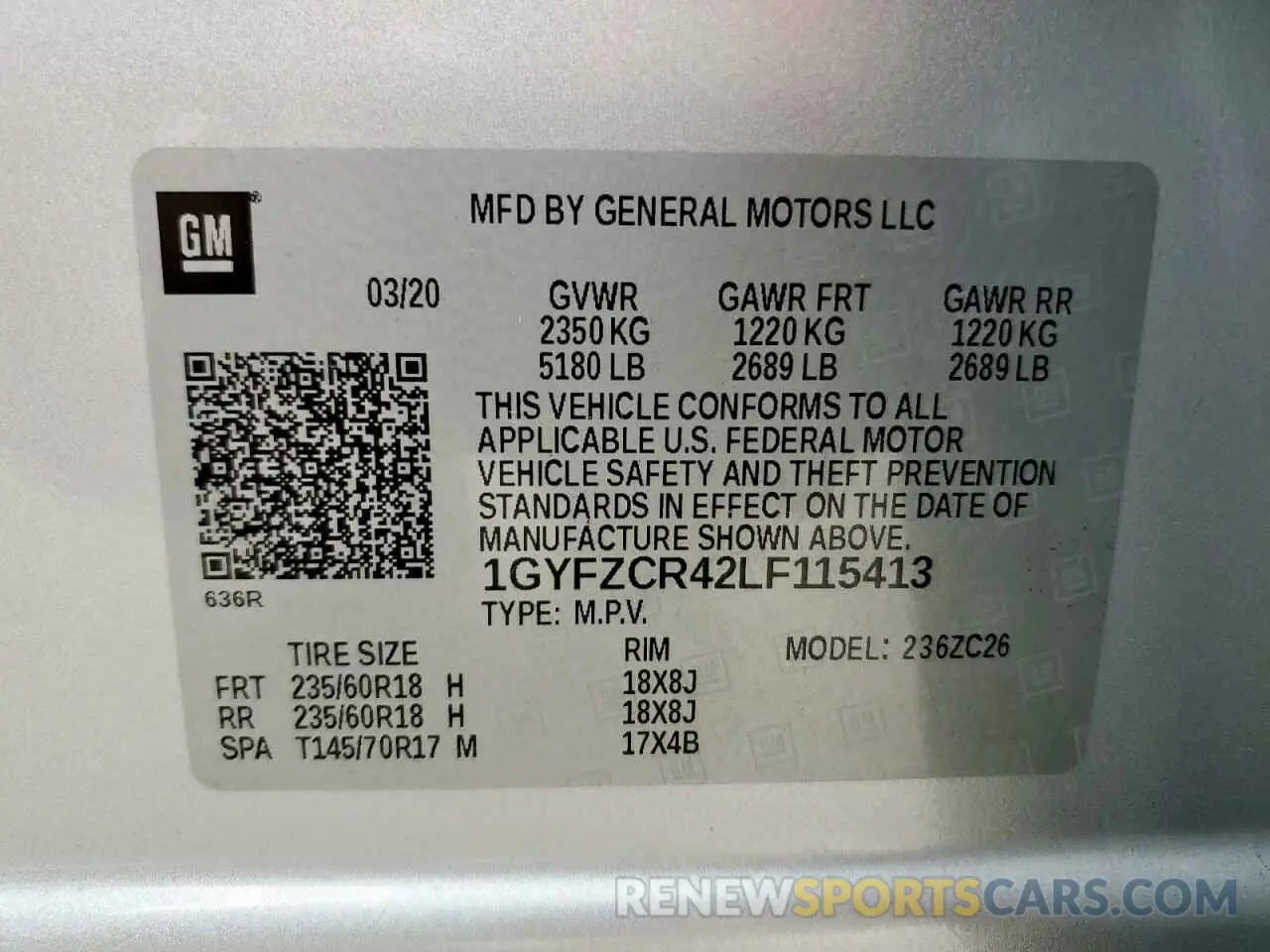 13 Фотография поврежденного автомобиля 1GYFZCR42LF115413 CADILLAC XT4 2020