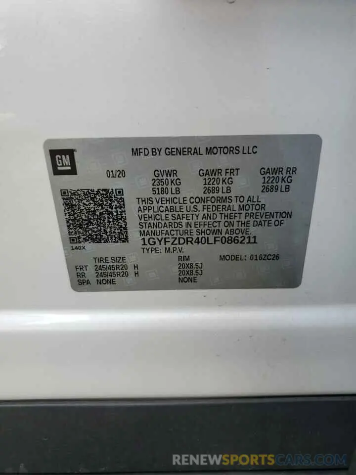 13 Photograph of a damaged car 1GYFZDR40LF086211 CADILLAC XT4 2020