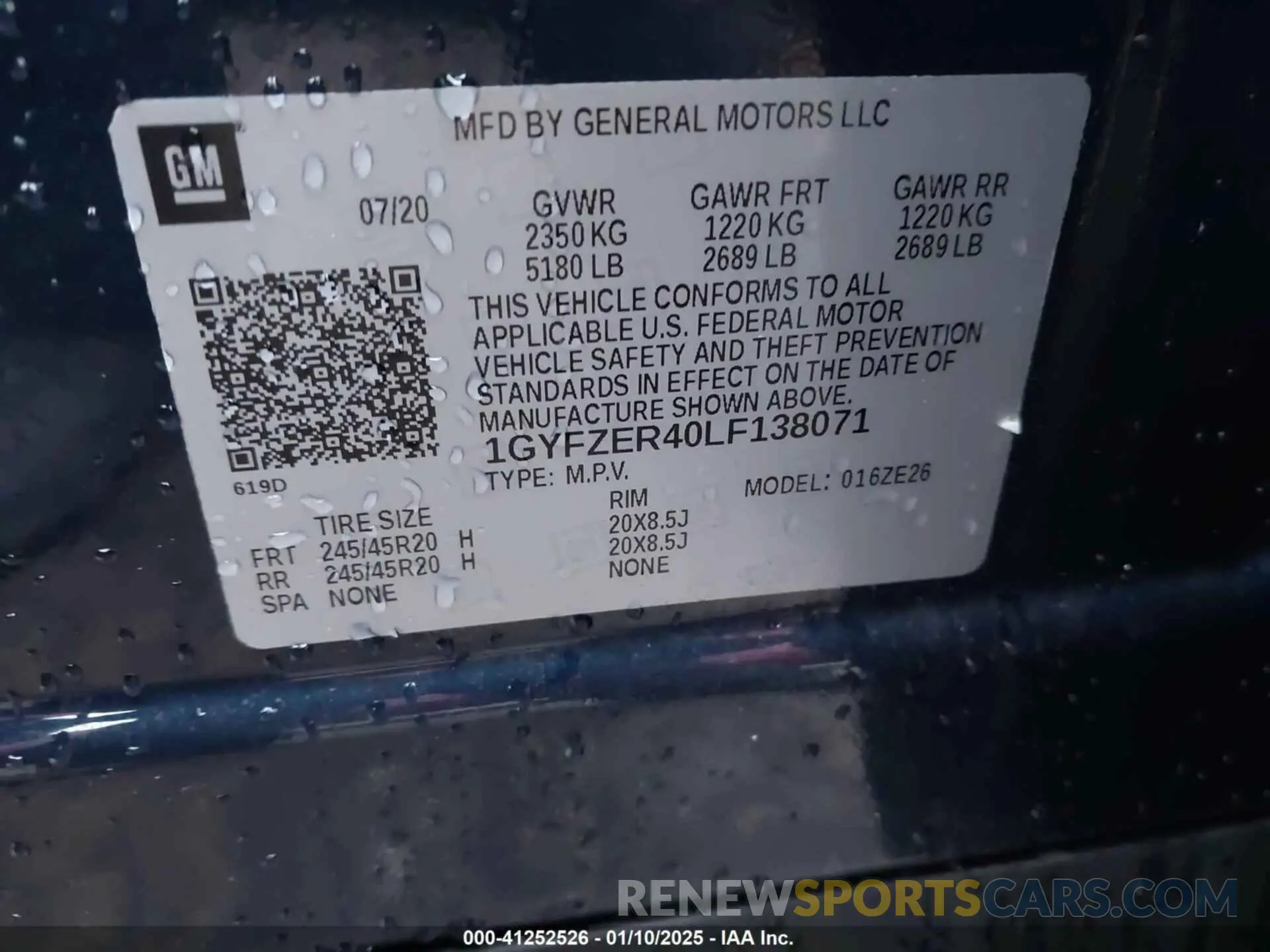 9 Photograph of a damaged car 1GYFZER40LF138071 CADILLAC XT4 2020