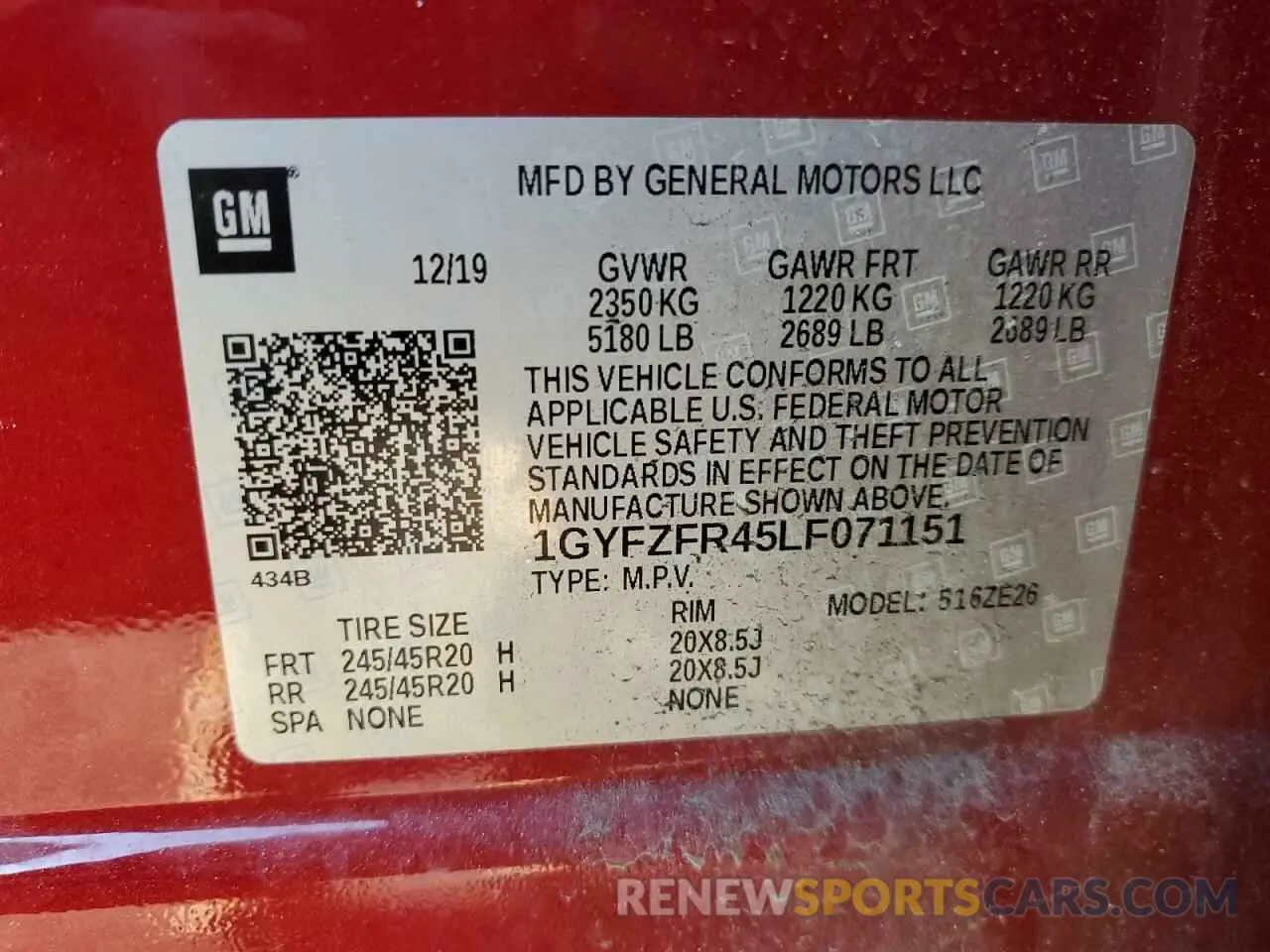 13 Фотография поврежденного автомобиля 1GYFZFR45LF071151 CADILLAC XT4 2020