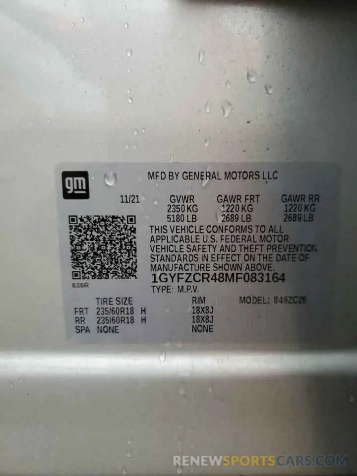 13 Photograph of a damaged car 1GYFZCR48MF083164 CADILLAC XT4 2021