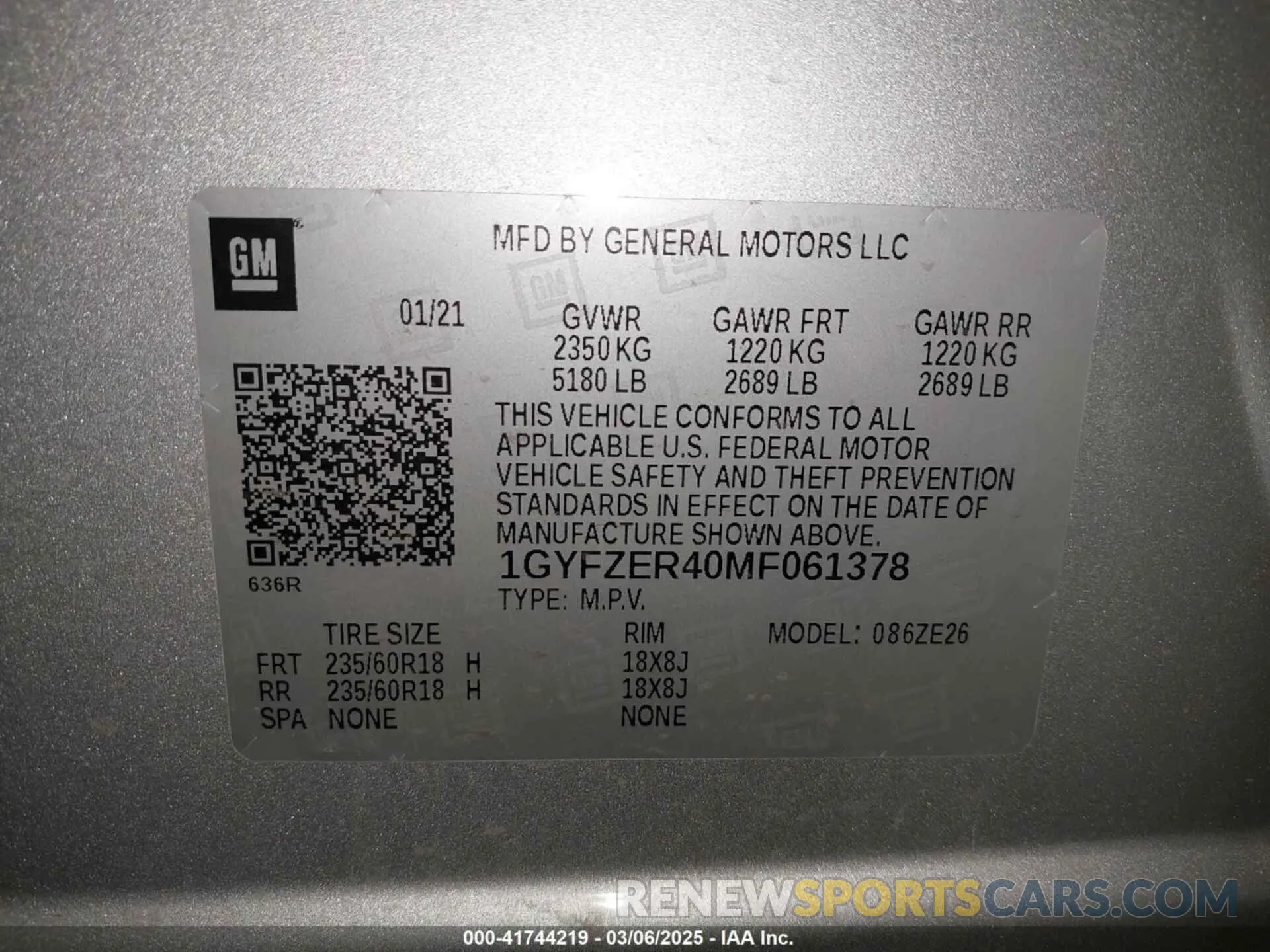 9 Фотография поврежденного автомобиля 1GYFZER40MF061378 CADILLAC XT4 2021