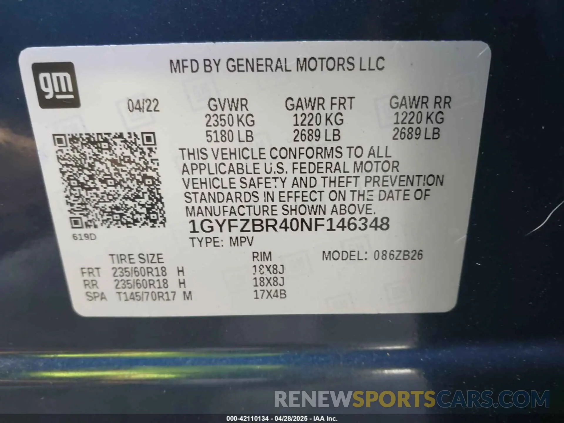 9 Photograph of a damaged car 1GYFZBR40NF146348 CADILLAC XT4 2022