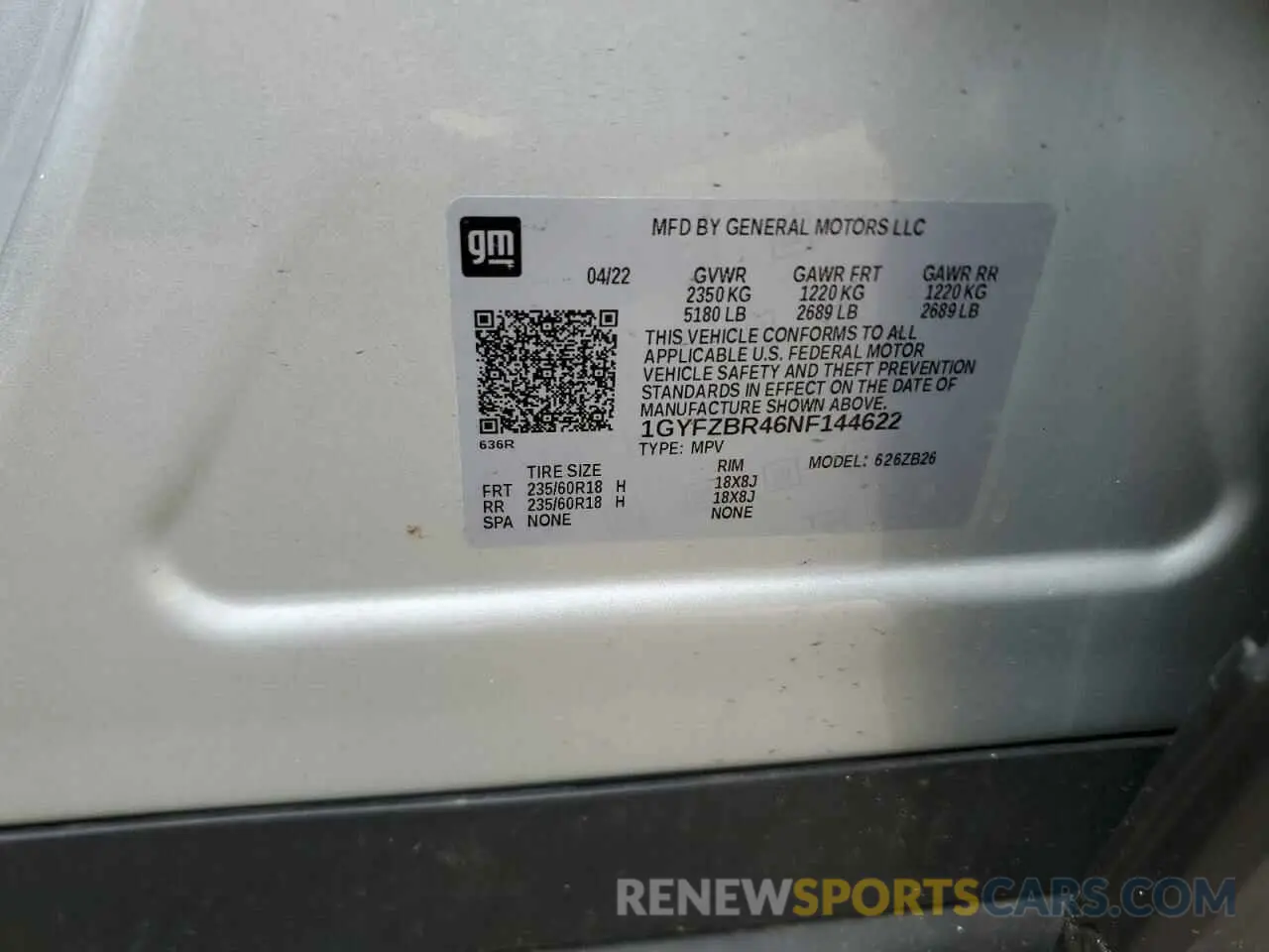 15 Photograph of a damaged car 1GYFZBR46NF144622 CADILLAC XT4 2022