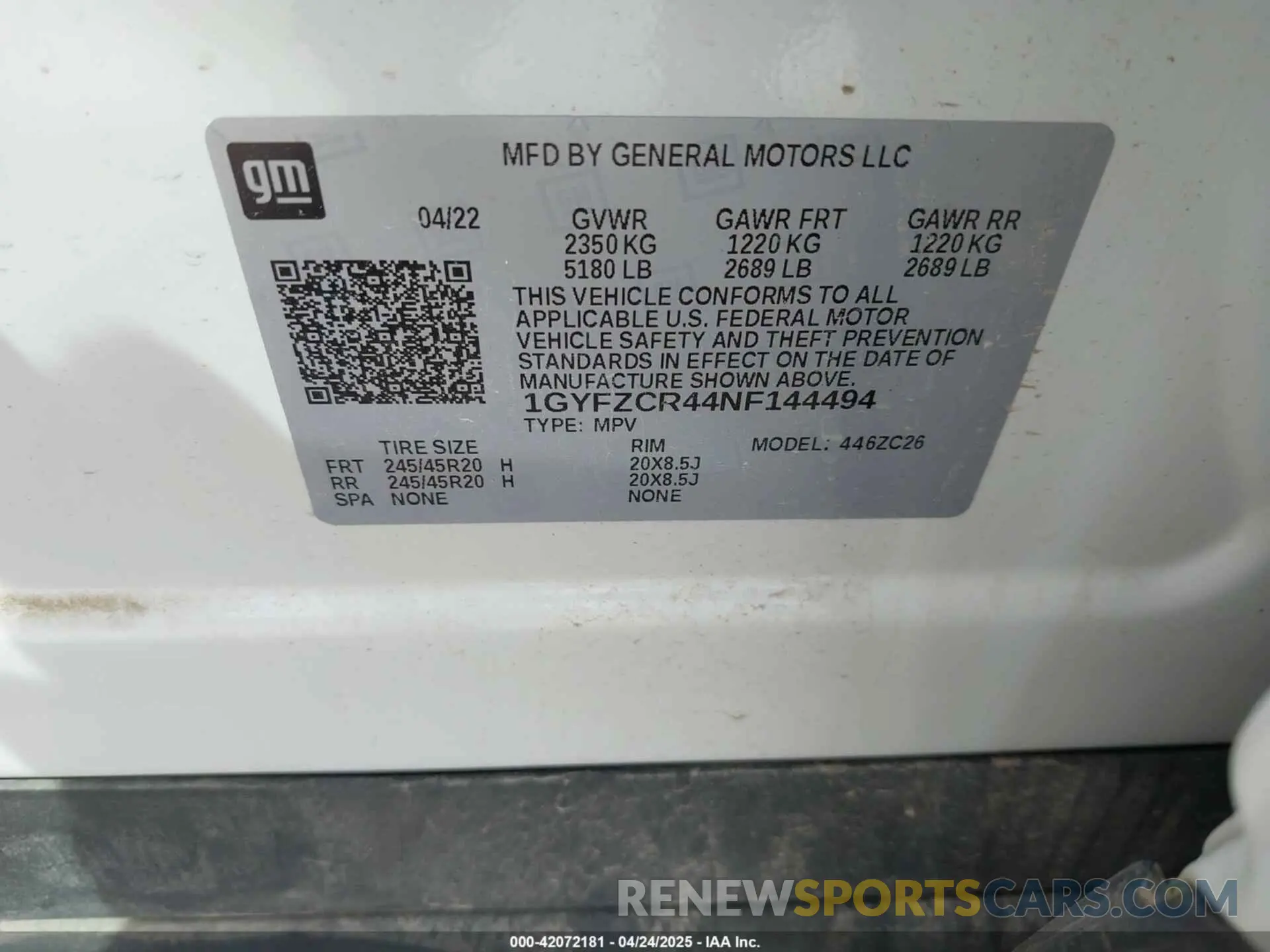 9 Фотография поврежденного автомобиля 1GYFZCR44NF144494 CADILLAC XT4 2022