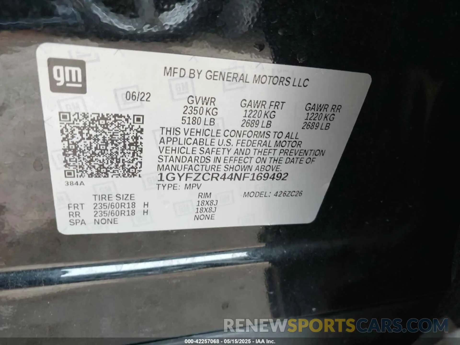 9 Фотография поврежденного автомобиля 1GYFZCR44NF169492 CADILLAC XT4 2022