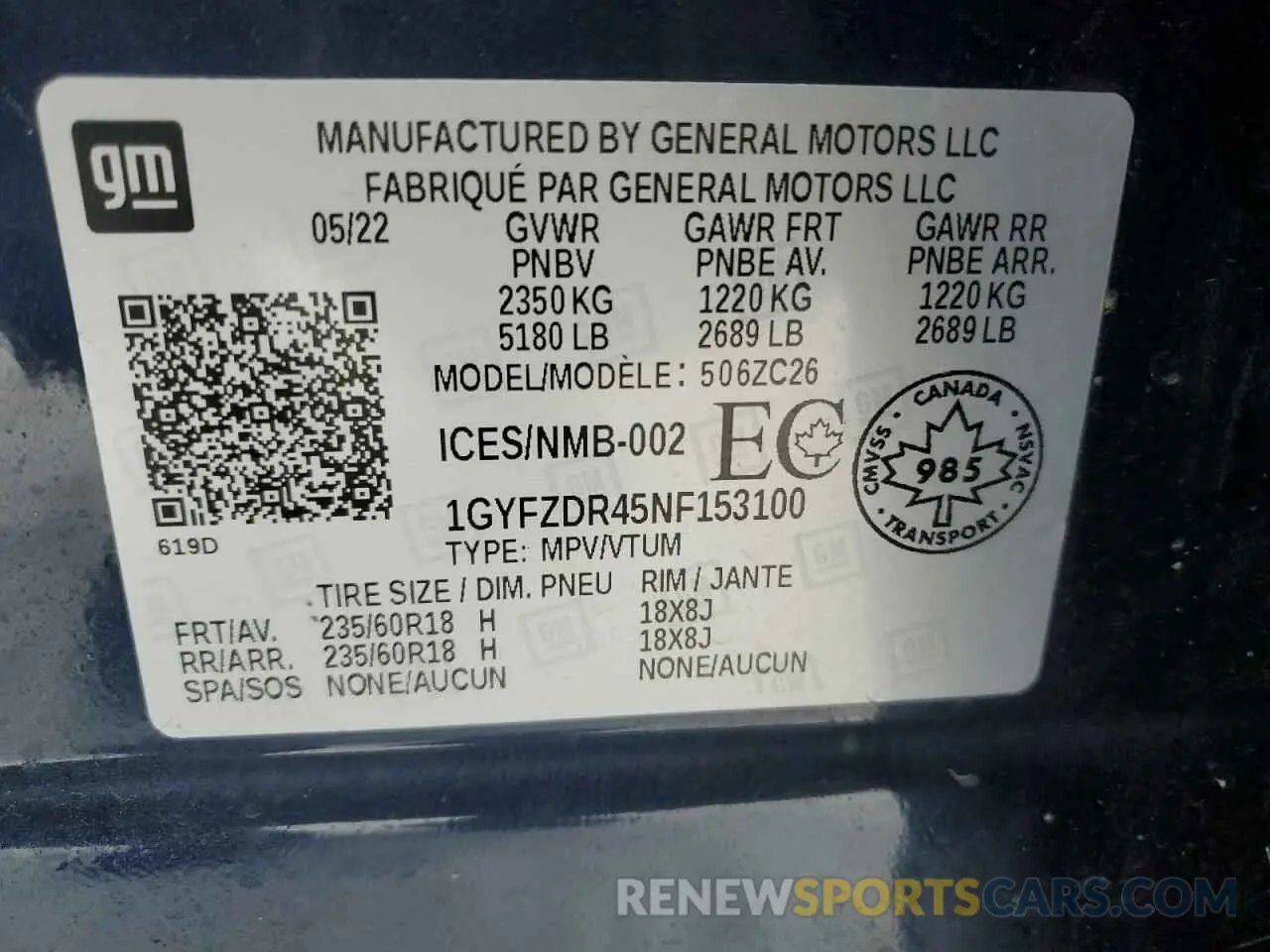 12 Фотография поврежденного автомобиля 1GYFZDR45NF153100 CADILLAC XT4 2022