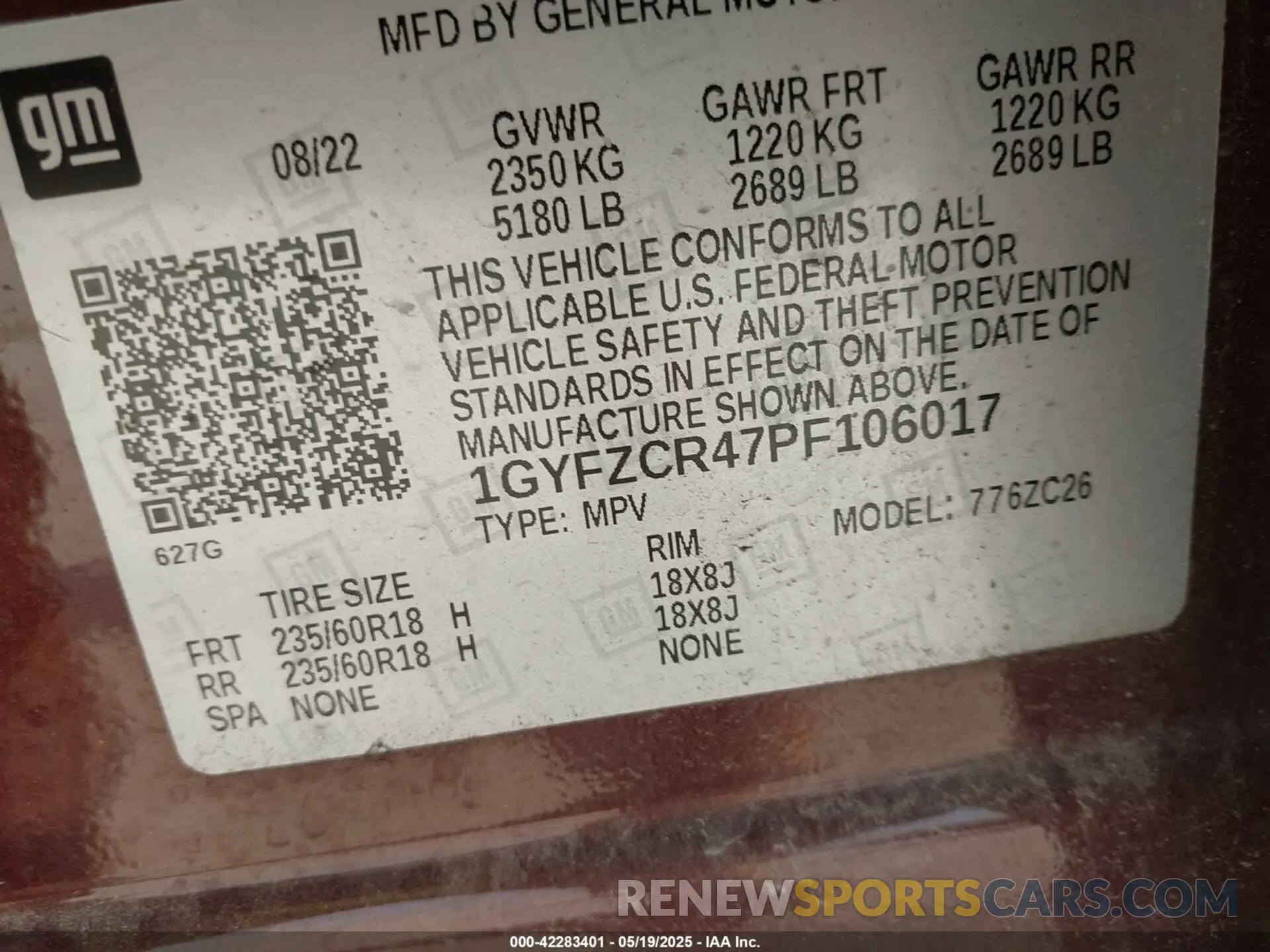 9 Photograph of a damaged car 1GYFZCR47PF106017 CADILLAC XT4 2023