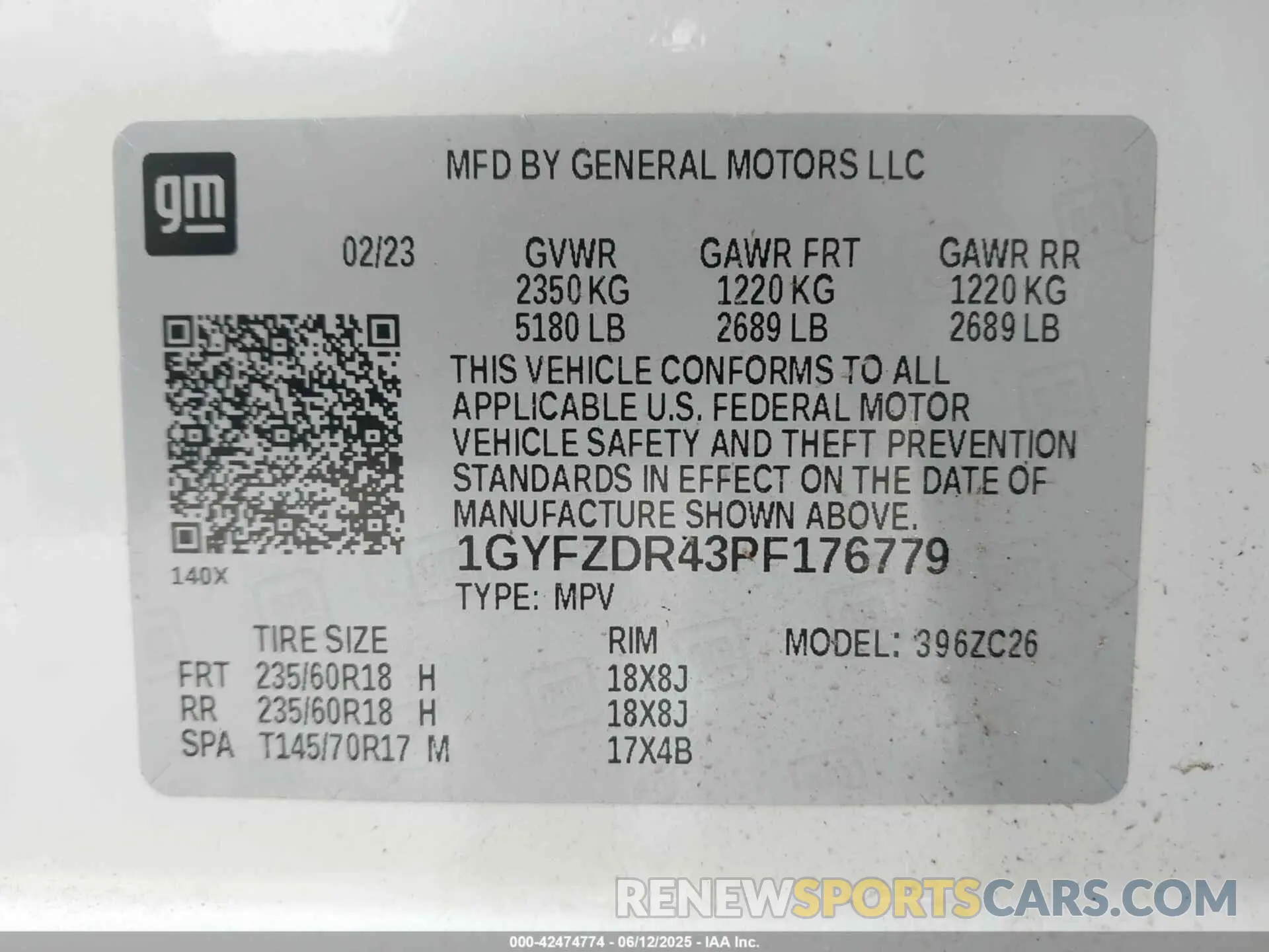 8 Фотография поврежденного автомобиля 1GYFZDR43PF176779 CADILLAC XT4 2023