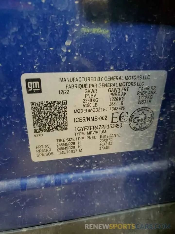 13 Photograph of a damaged car 1GYFZFR47PF153453 CADILLAC XT4 2023