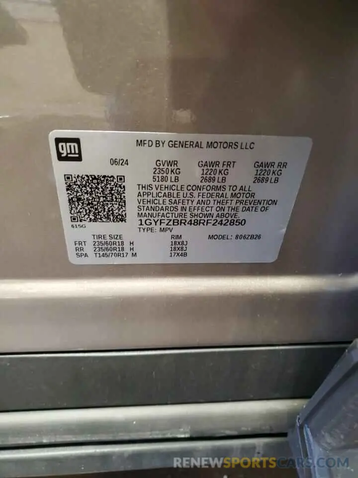 13 Photograph of a damaged car 1GYFZBR48RF242850 CADILLAC XT4 2024
