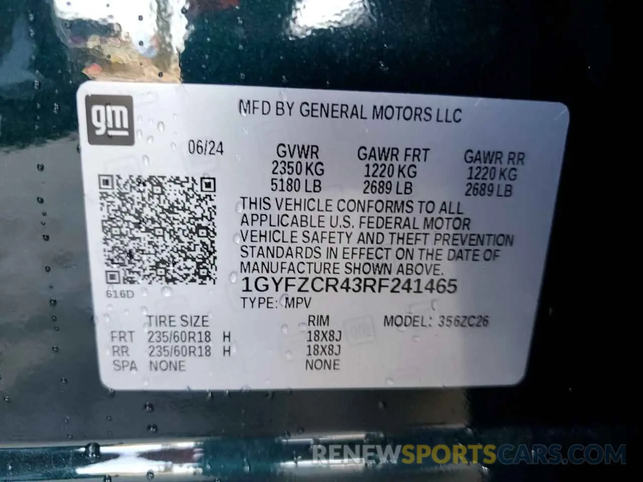 16 Photograph of a damaged car 1GYFZCR43RF241465 CADILLAC XT4 2024