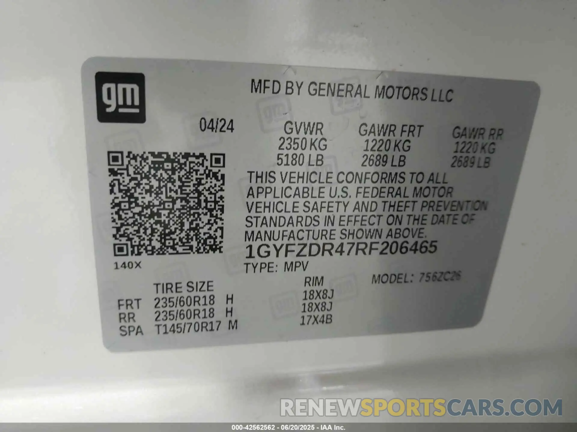 9 Фотография поврежденного автомобиля 1GYFZDR47RF206465 CADILLAC XT4 2024