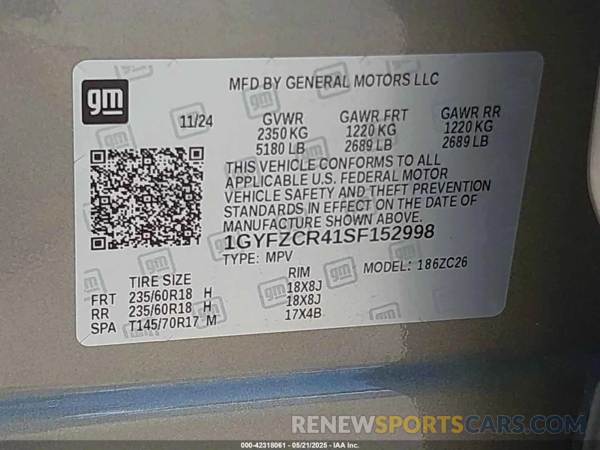 9 Photograph of a damaged car 1GYFZCR41SF152998 CADILLAC XT4 2025