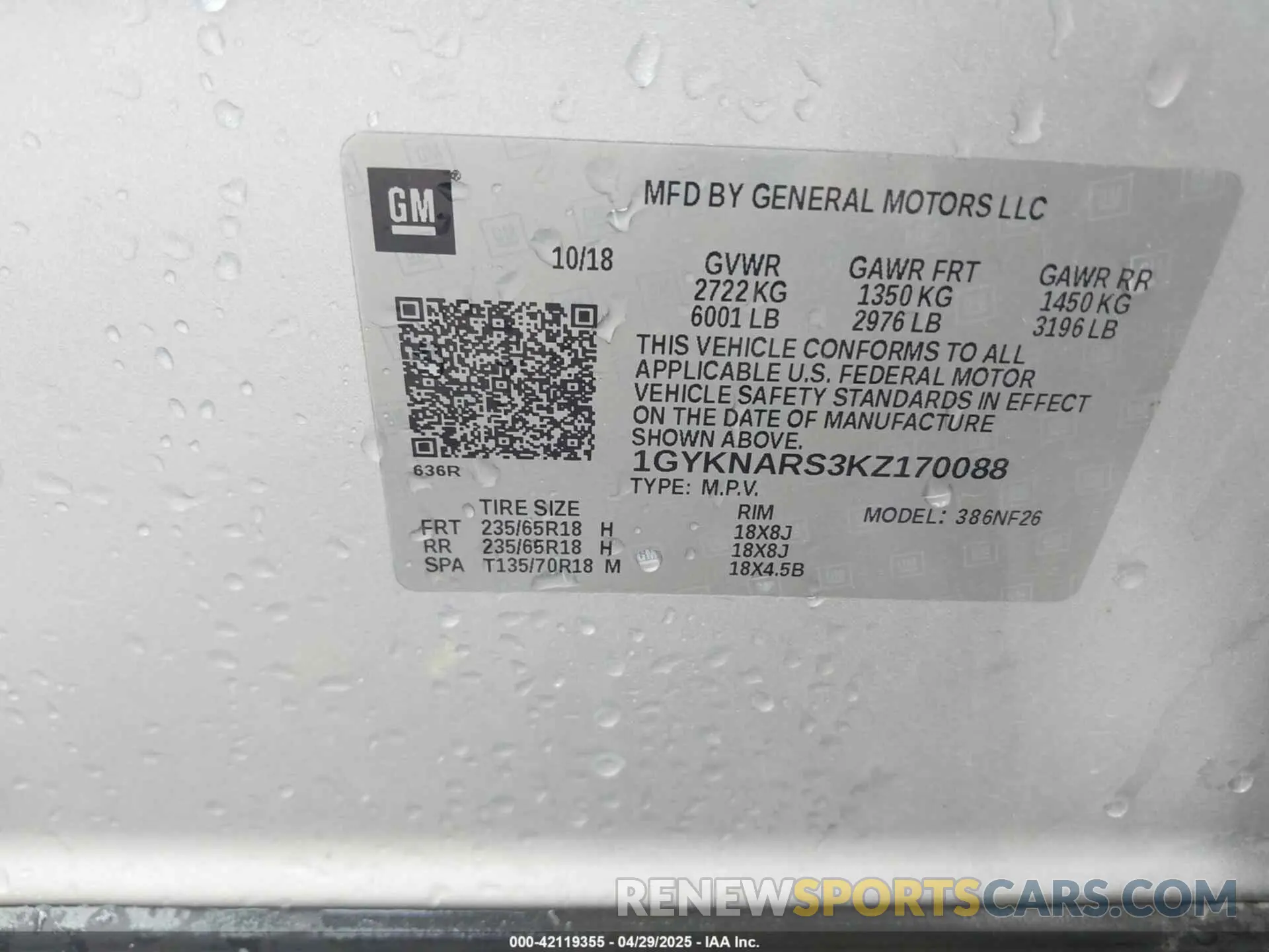 9 Фотография поврежденного автомобиля 1GYKNARS3KZ170088 CADILLAC XT5 2019