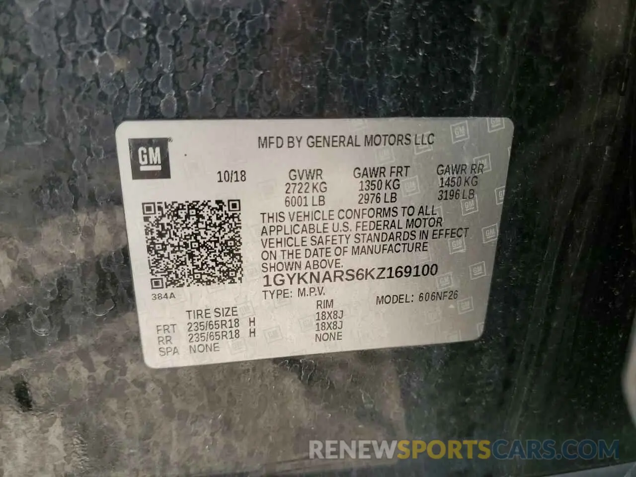 14 Photograph of a damaged car 1GYKNARS6KZ169100 CADILLAC XT5 2019