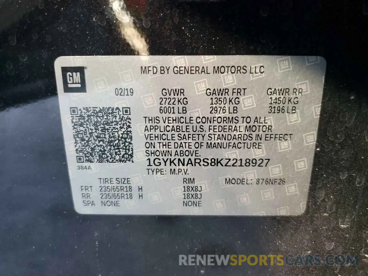 13 Фотография поврежденного автомобиля 1GYKNARS8KZ218927 CADILLAC XT5 2019