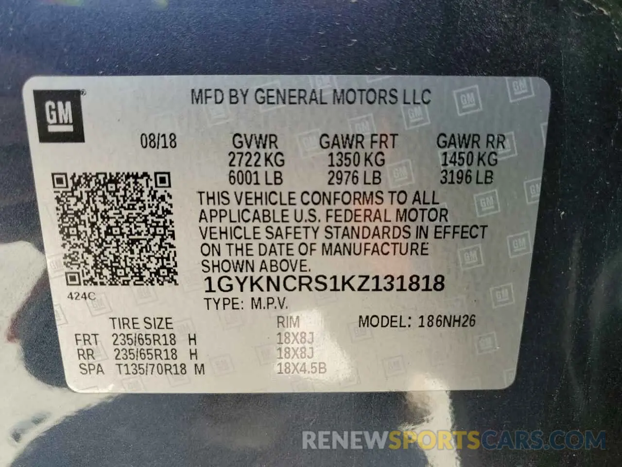12 Фотография поврежденного автомобиля 1GYKNCRS1KZ131818 CADILLAC XT5 2019