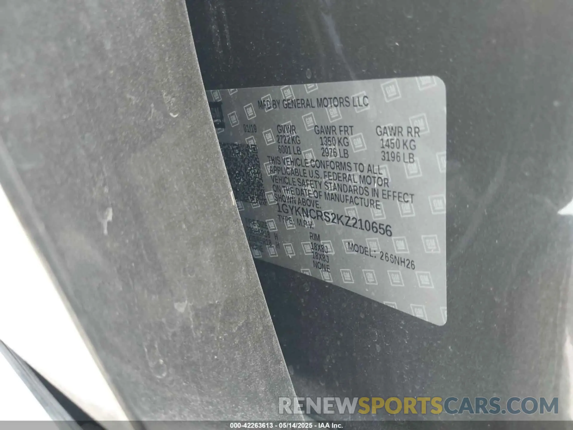 9 Photograph of a damaged car 1GYKNCRS2KZ210656 CADILLAC XT5 2019