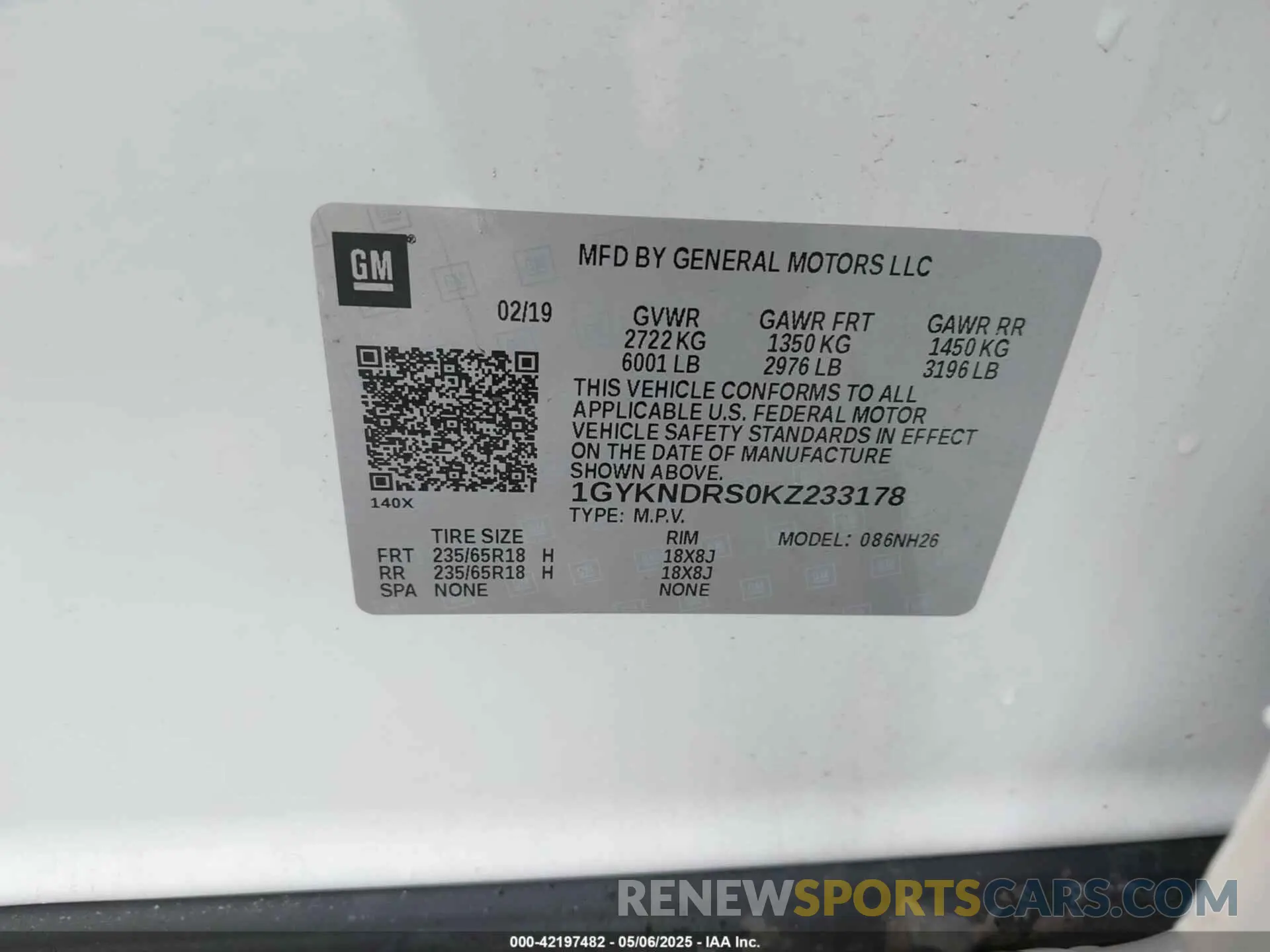 9 Photograph of a damaged car 1GYKNDRS0KZ233178 CADILLAC XT5 2019