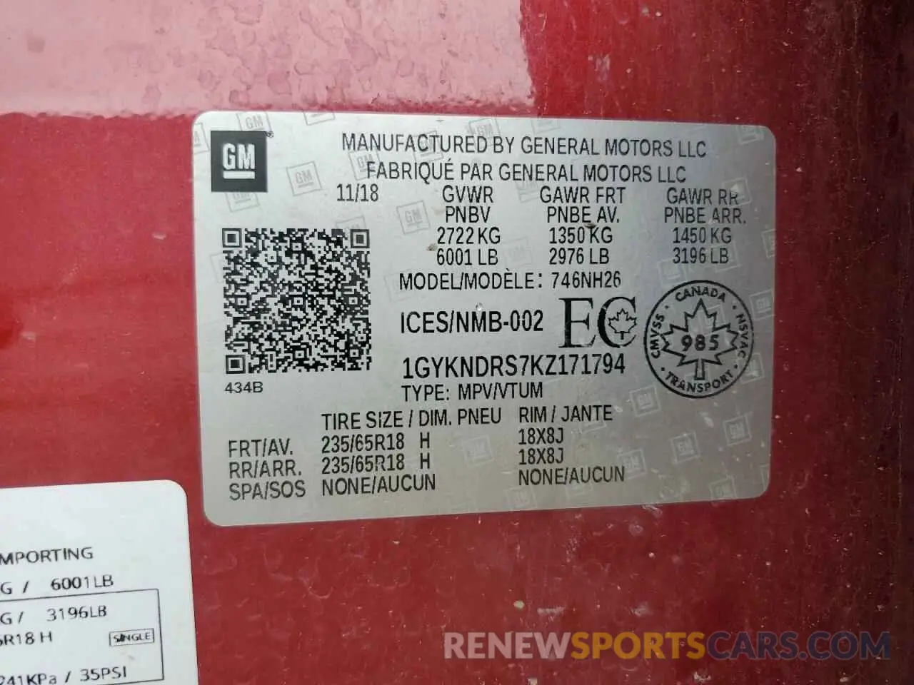 13 Фотография поврежденного автомобиля 1GYKNDRS7KZ171794 CADILLAC XT5 2019