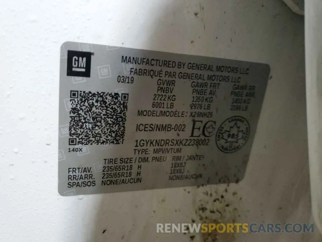 13 Photograph of a damaged car 1GYKNDRSXKZ238002 CADILLAC XT5 2019