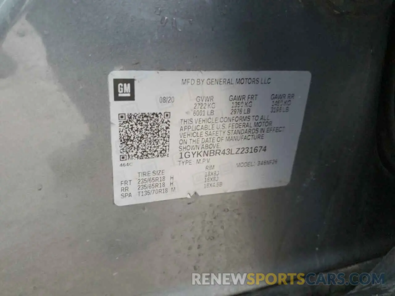 13 Фотография поврежденного автомобиля 1GYKNBR43LZ231674 CADILLAC XT5 2020