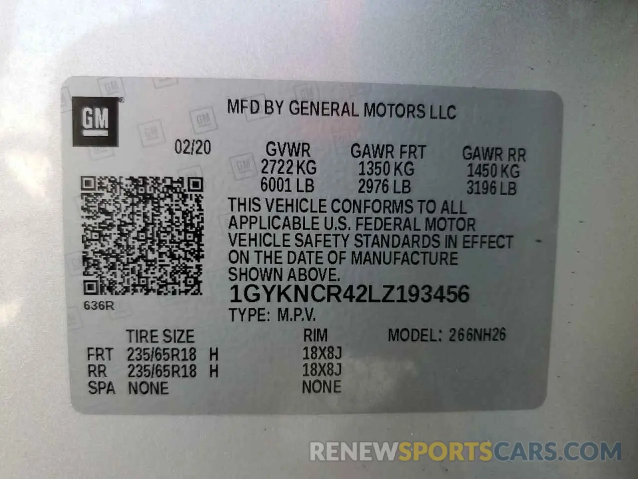 14 Фотография поврежденного автомобиля 1GYKNCR42LZ193456 CADILLAC XT5 2020