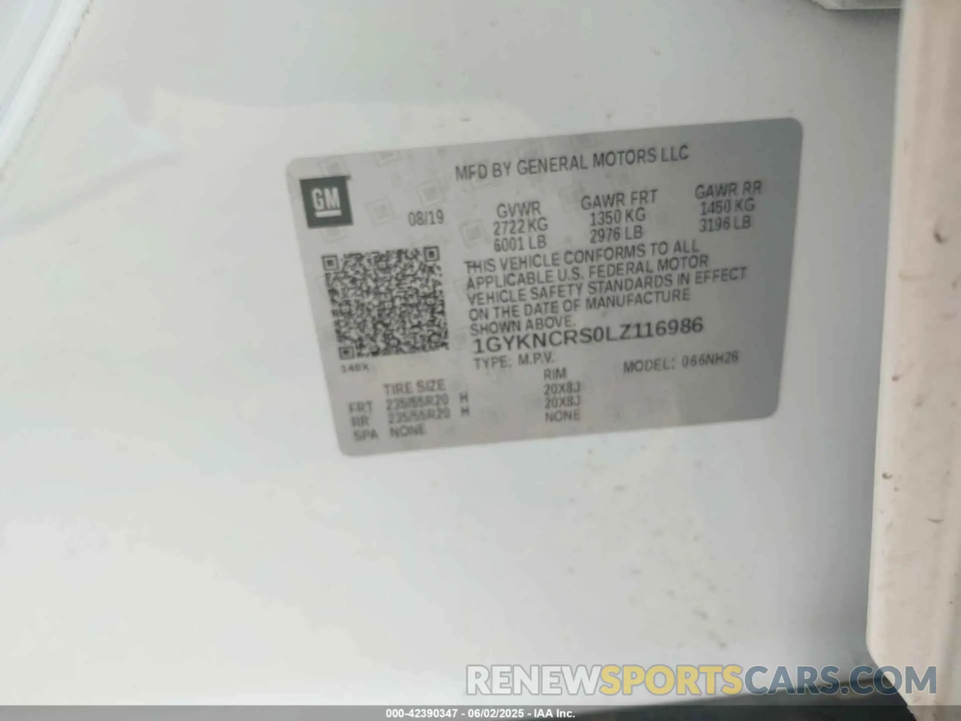 9 Фотография поврежденного автомобиля 1GYKNCRS0LZ116986 CADILLAC XT5 2020