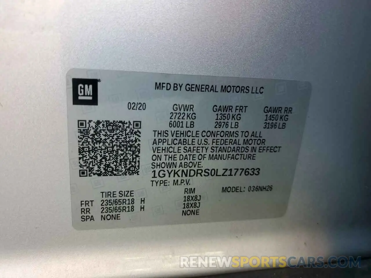 15 Photograph of a damaged car 1GYKNDRS0LZ177633 CADILLAC XT5 2020
