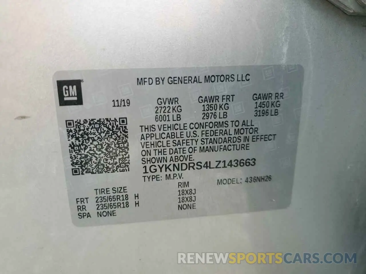 13 Photograph of a damaged car 1GYKNDRS4LZ143663 CADILLAC XT5 2020