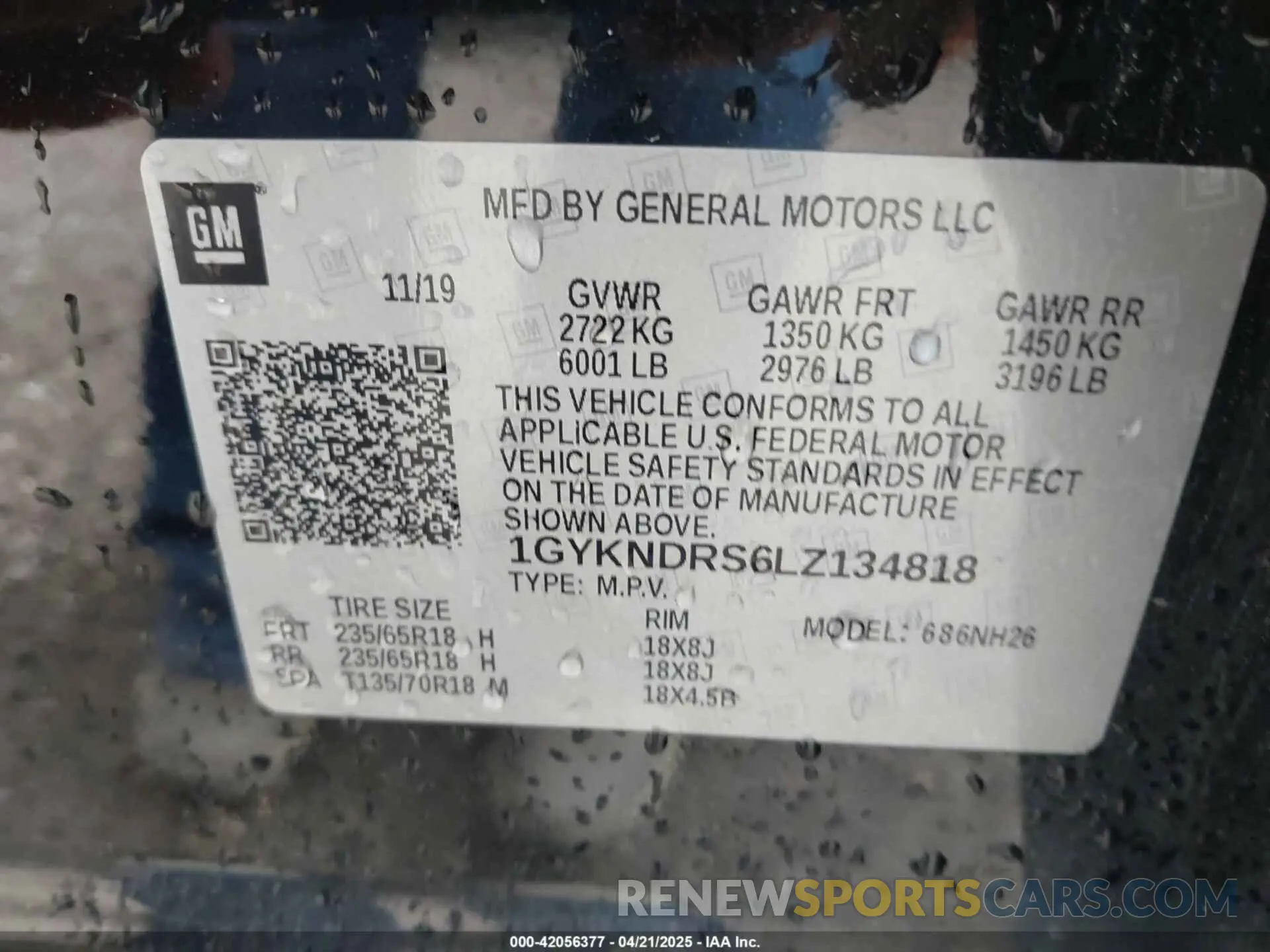 9 Фотография поврежденного автомобиля 1GYKNDRS6LZ134818 CADILLAC XT5 2020