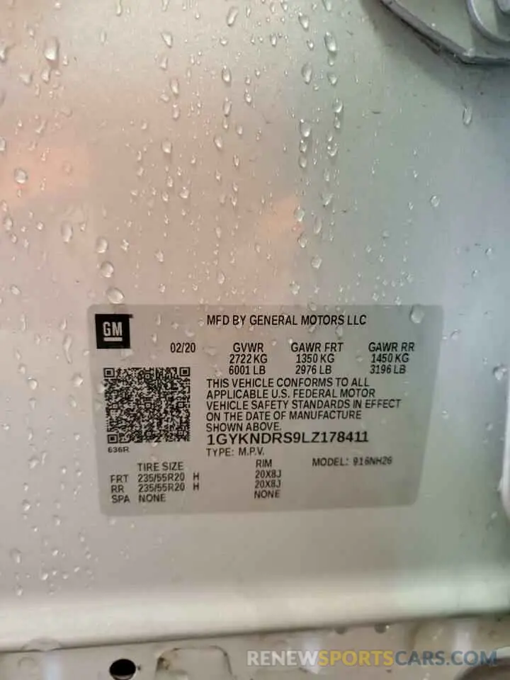 14 Фотография поврежденного автомобиля 1GYKNDRS9LZ178411 CADILLAC XT5 2020
