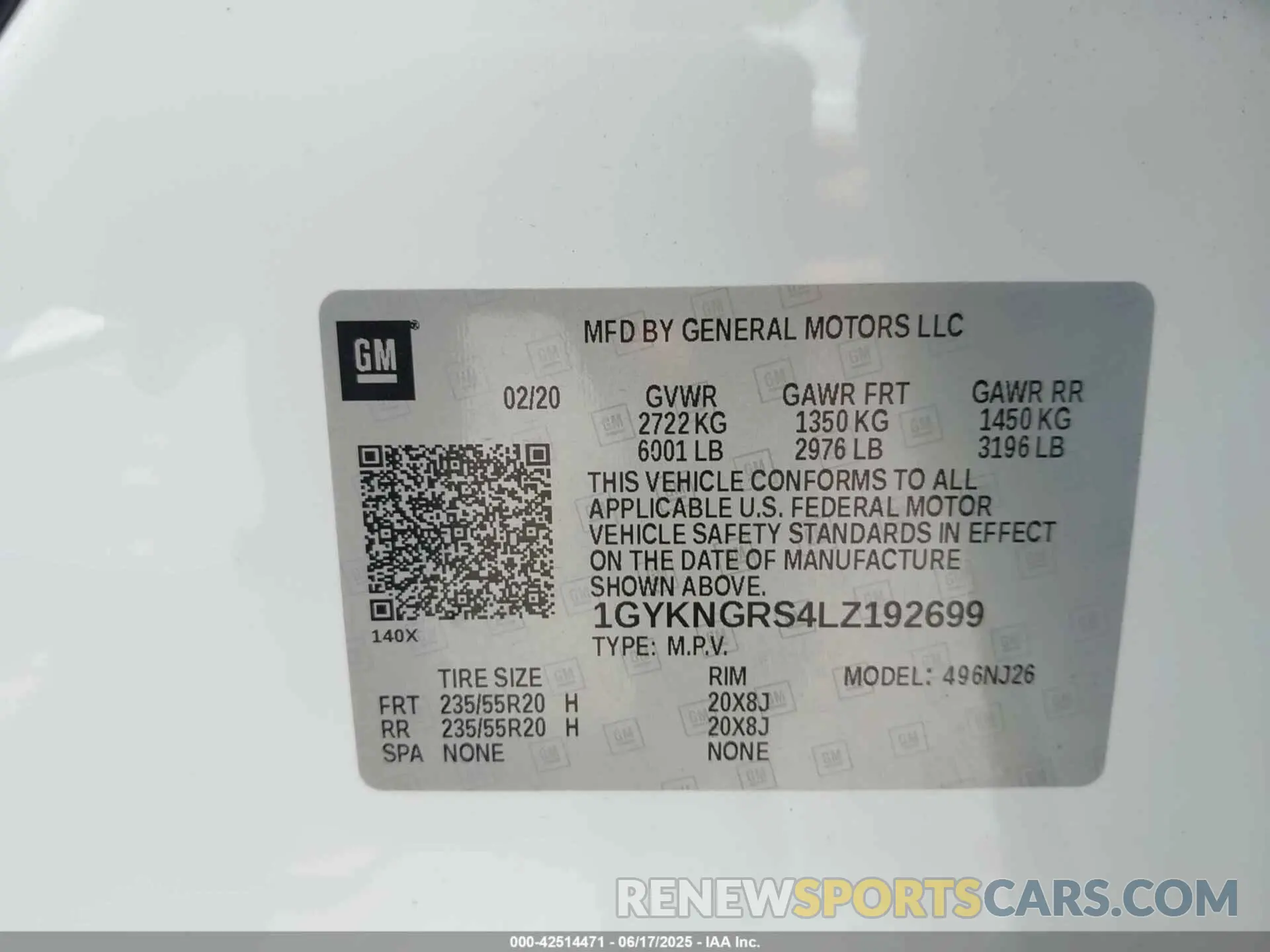 9 Фотография поврежденного автомобиля 1GYKNGRS4LZ192699 CADILLAC XT5 2020