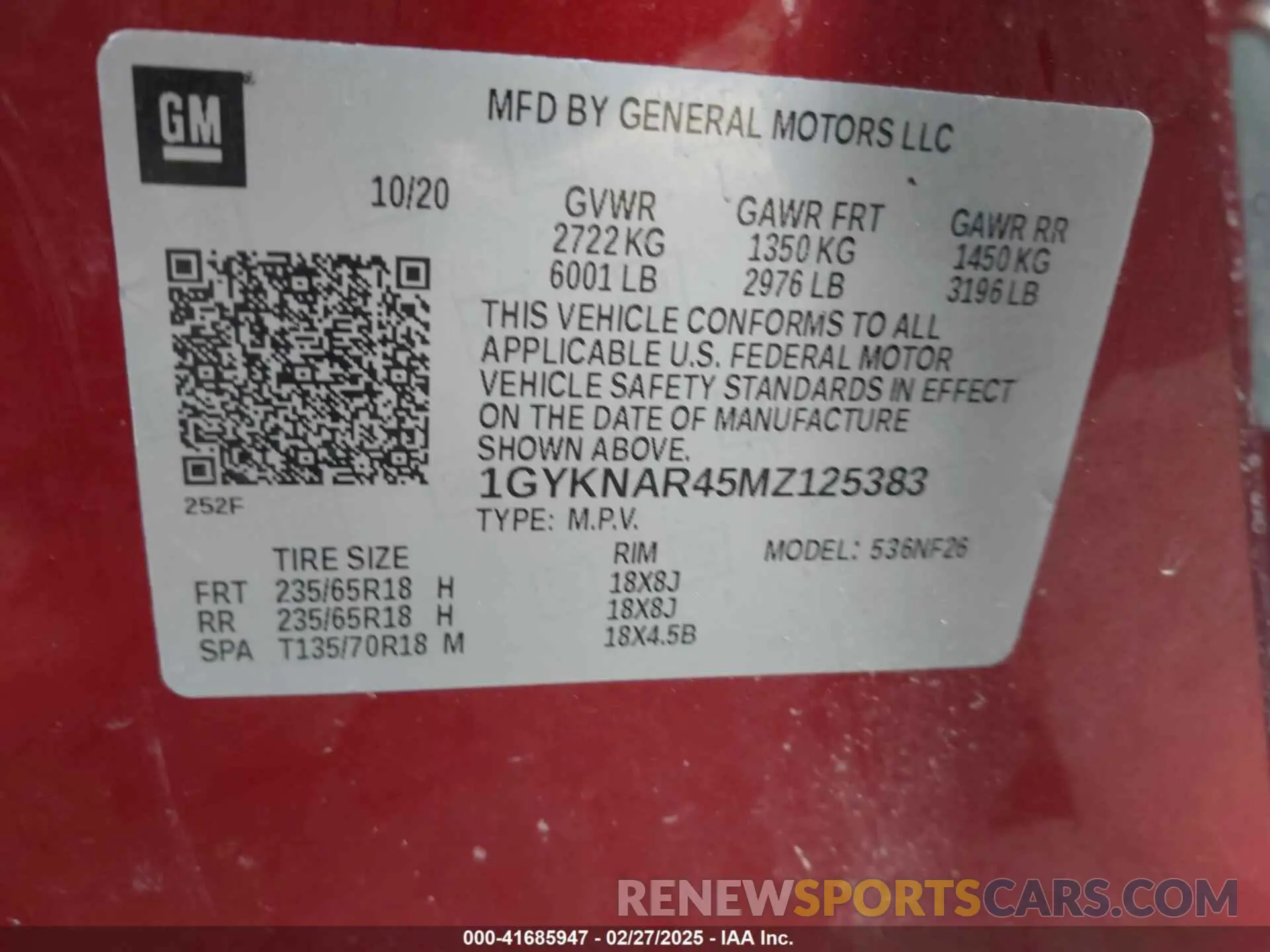 9 Photograph of a damaged car 1GYKNAR45MZ125383 CADILLAC XT5 2021