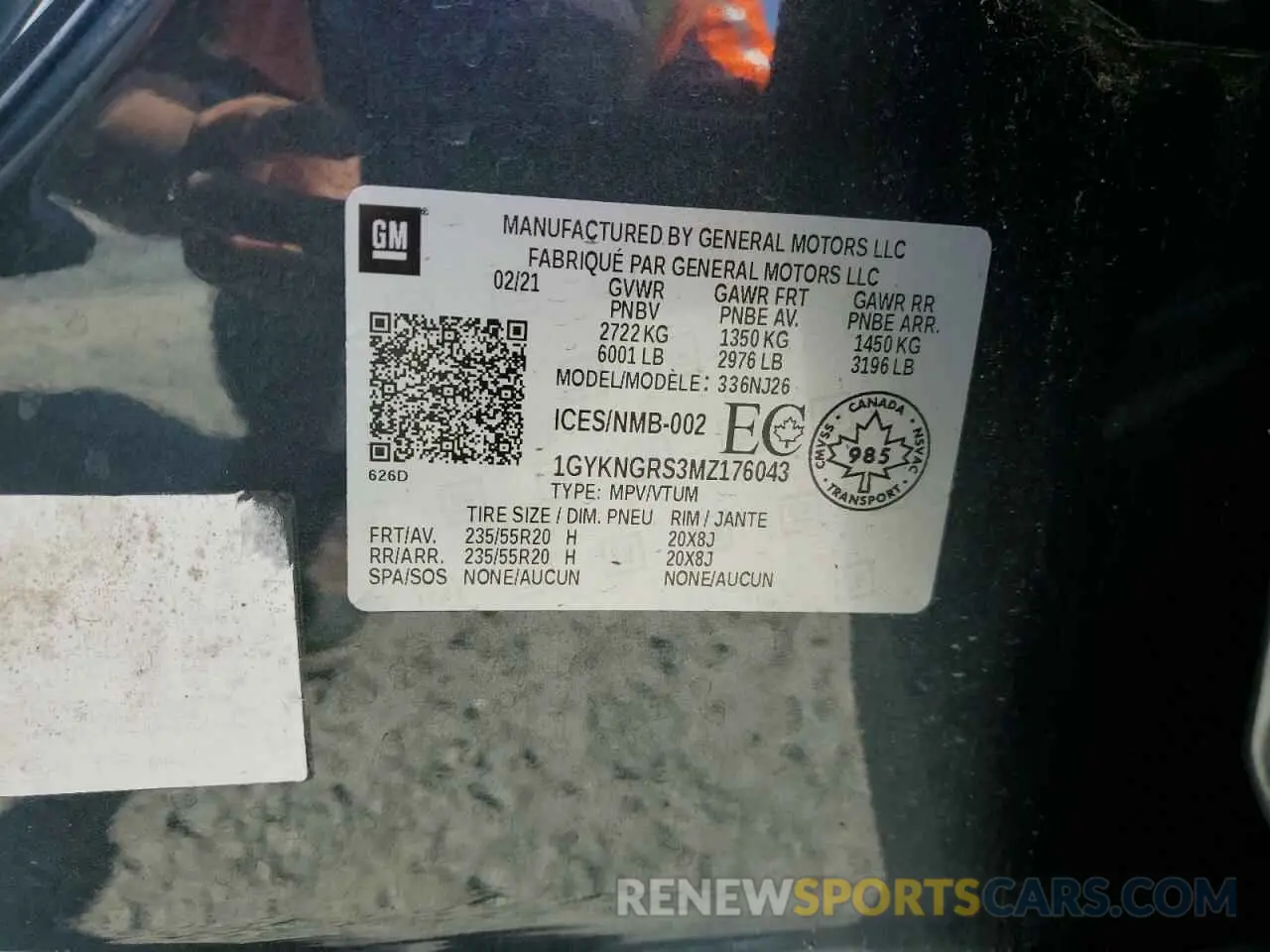 13 Photograph of a damaged car 1GYKNGRS3MZ176043 CADILLAC XT5 2021