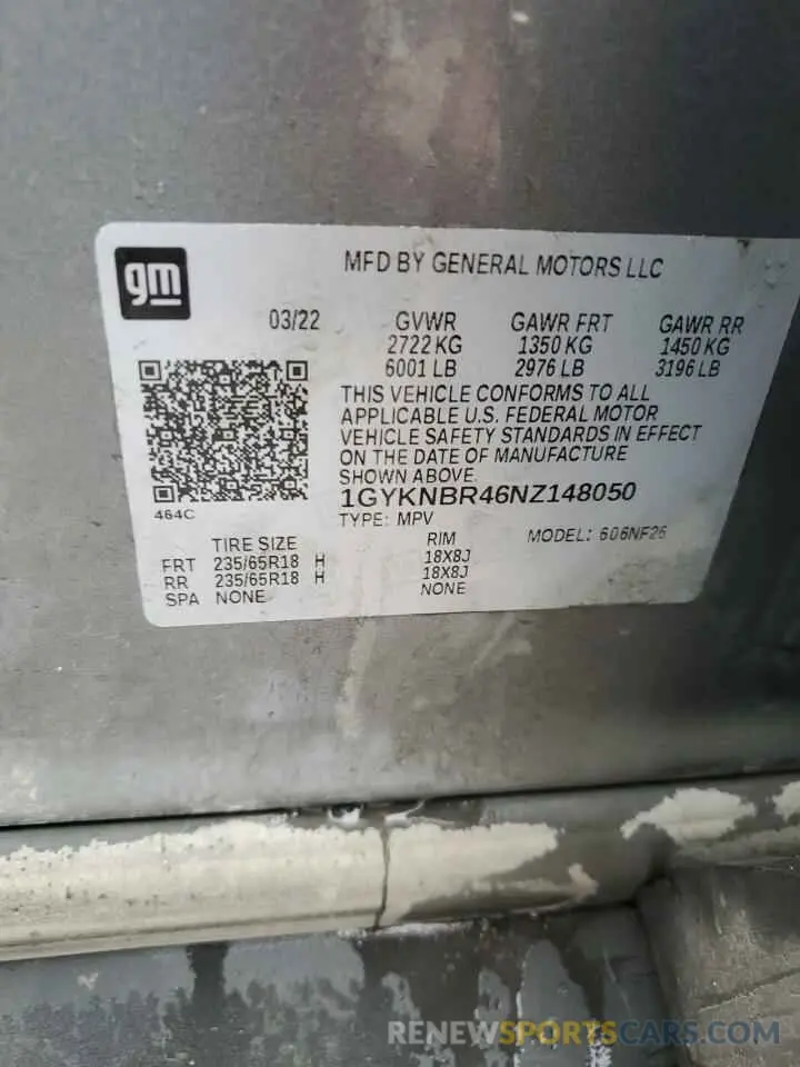 14 Photograph of a damaged car 1GYKNBR46NZ148050 CADILLAC XT5 2022