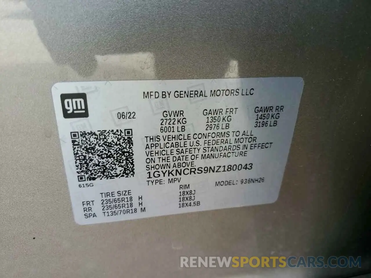 14 Фотография поврежденного автомобиля 1GYKNCRS9NZ180043 CADILLAC XT5 2022