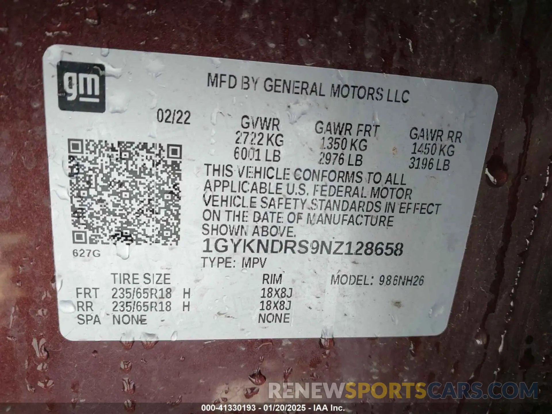 9 Фотография поврежденного автомобиля 1GYKNDRS9NZ128658 CADILLAC XT5 2022