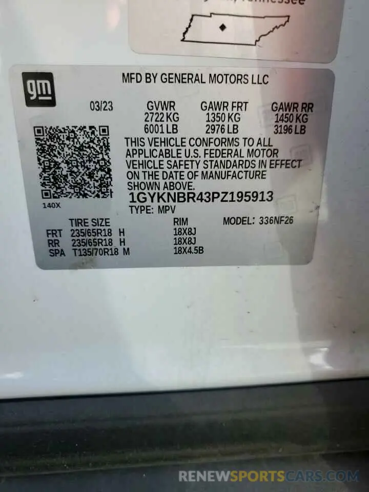 13 Фотография поврежденного автомобиля 1GYKNBR43PZ195913 CADILLAC XT5 2023