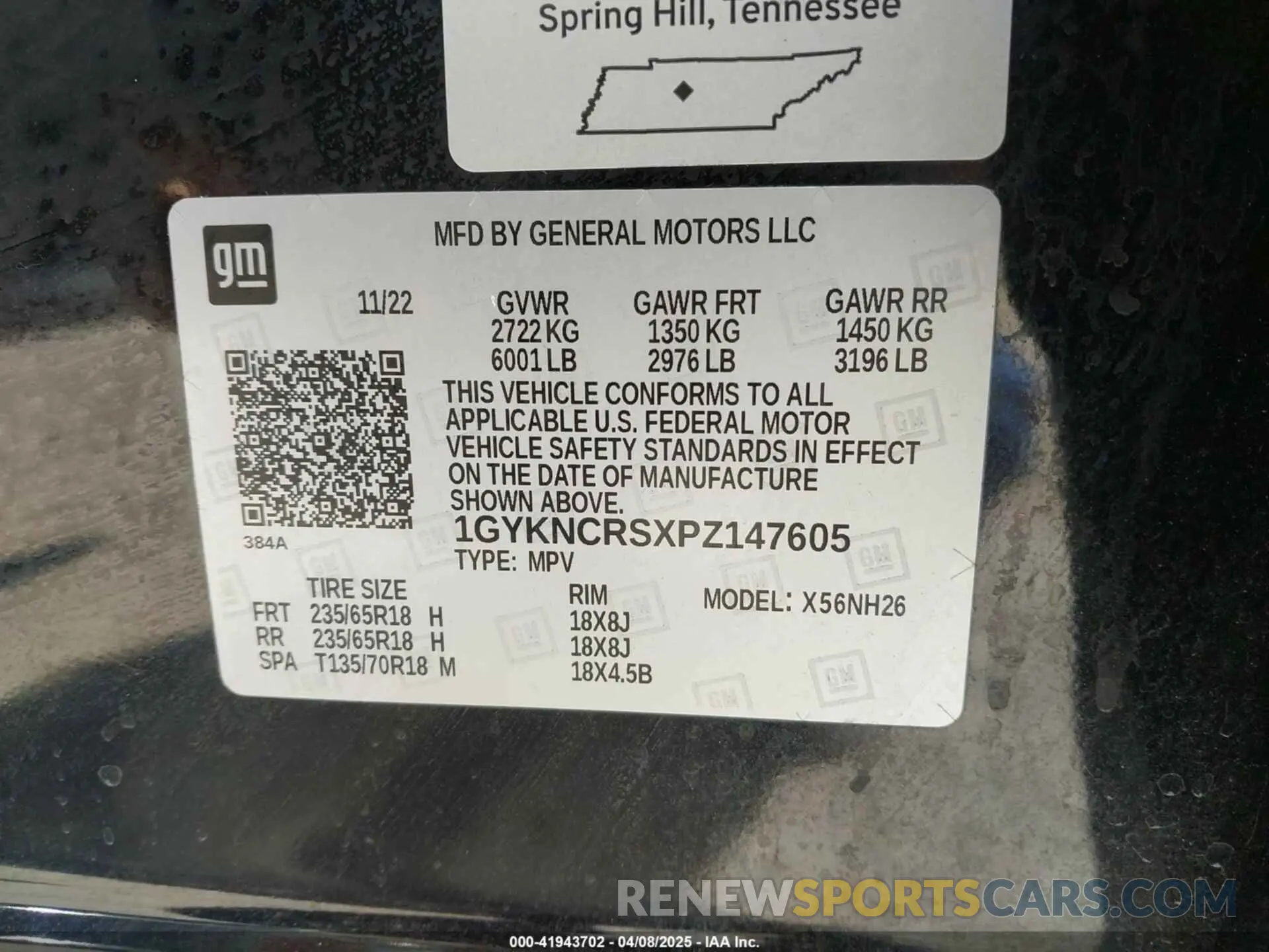 9 Фотография поврежденного автомобиля 1GYKNCRSXPZ147605 CADILLAC XT5 2023