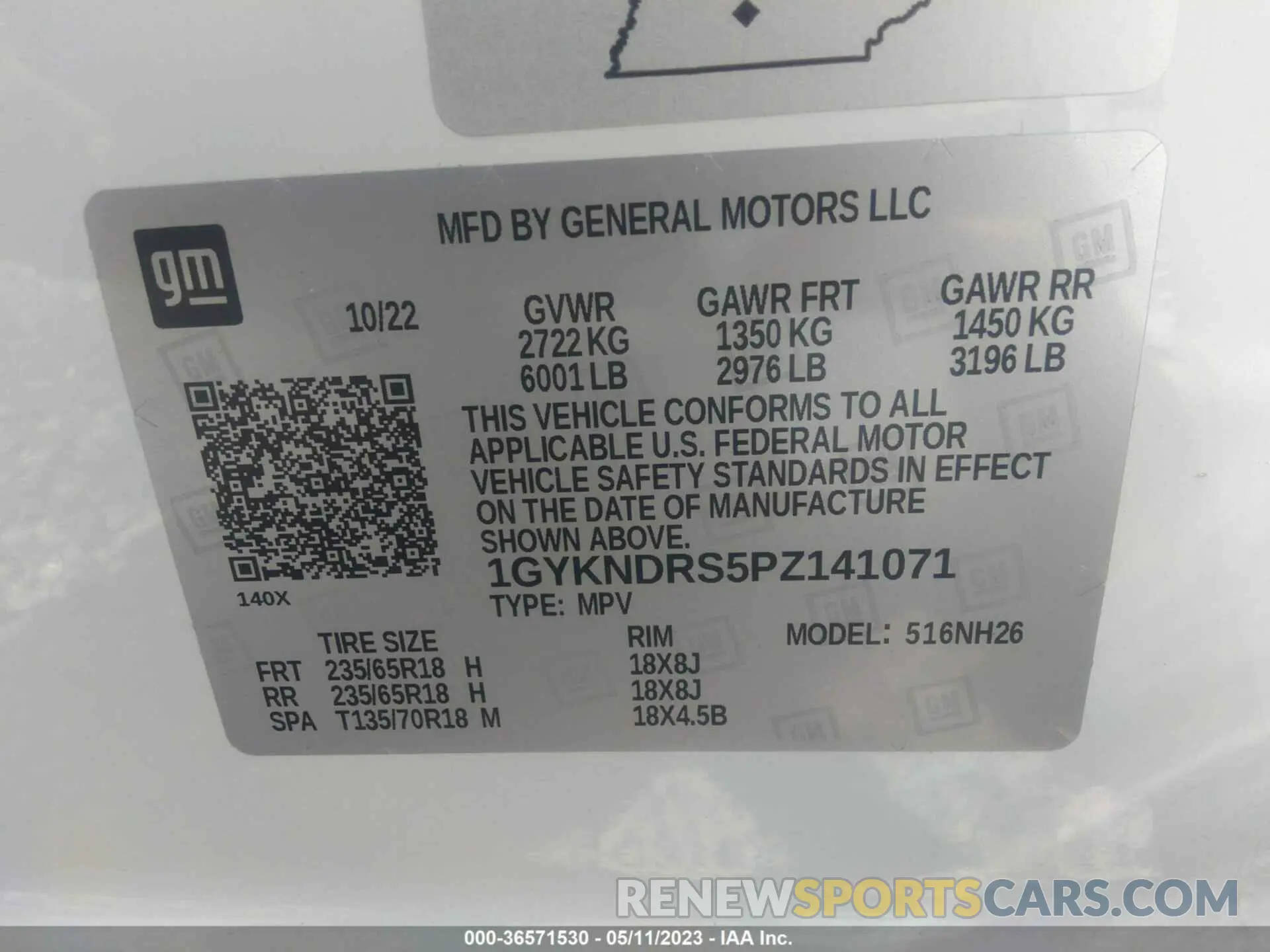 9 Фотография поврежденного автомобиля 1GYKNDRS5PZ141071 CADILLAC XT5 2023