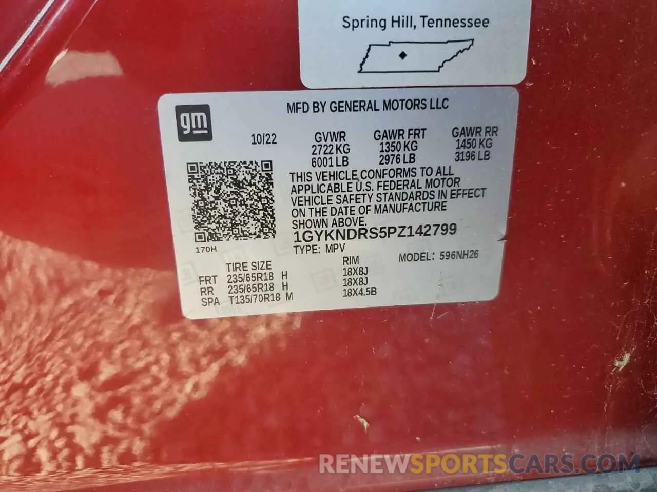 13 Photograph of a damaged car 1GYKNDRS5PZ142799 CADILLAC XT5 2023