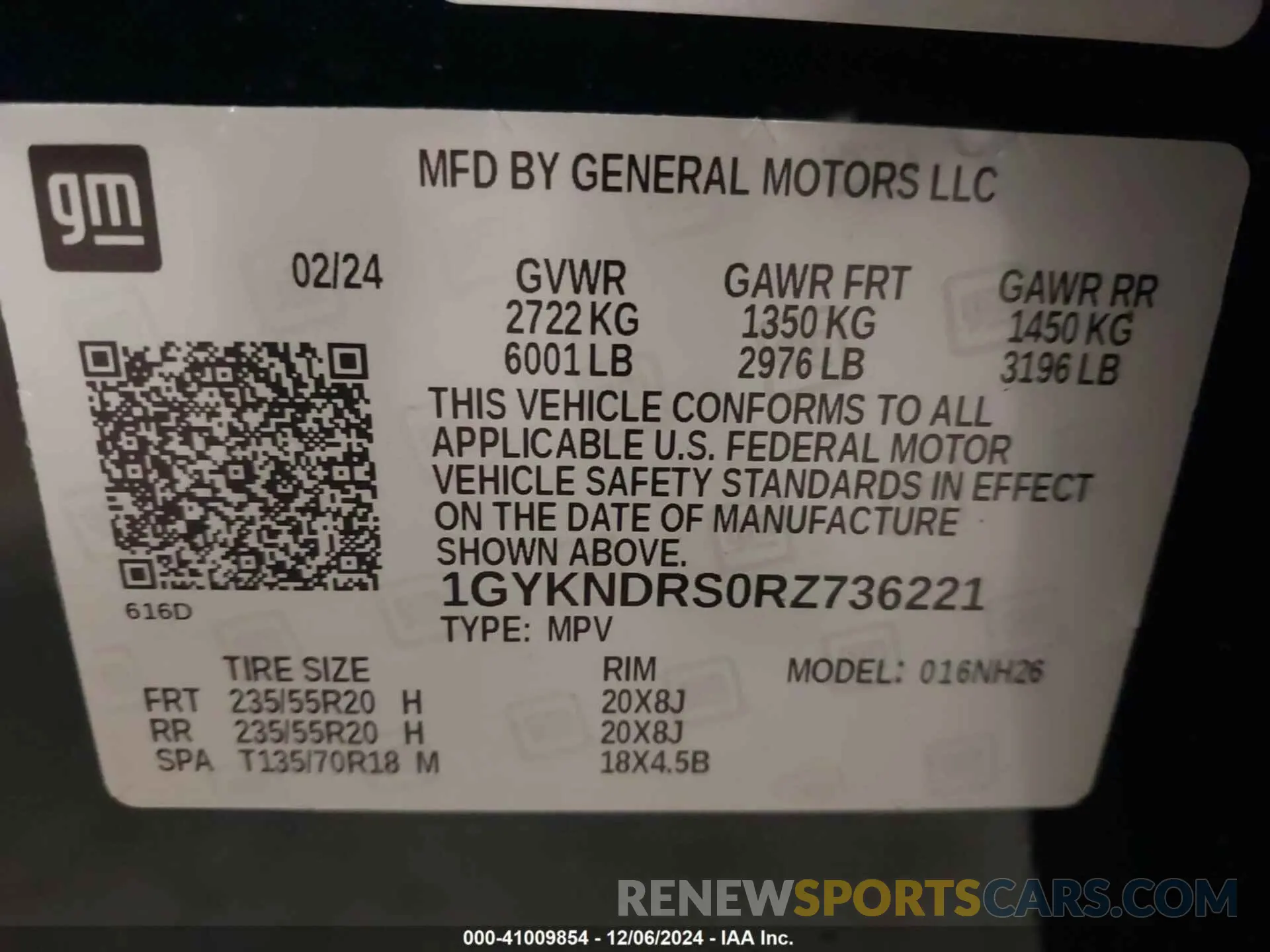 9 Photograph of a damaged car 1GYKNDRS0RZ736221 CADILLAC XT5 2024
