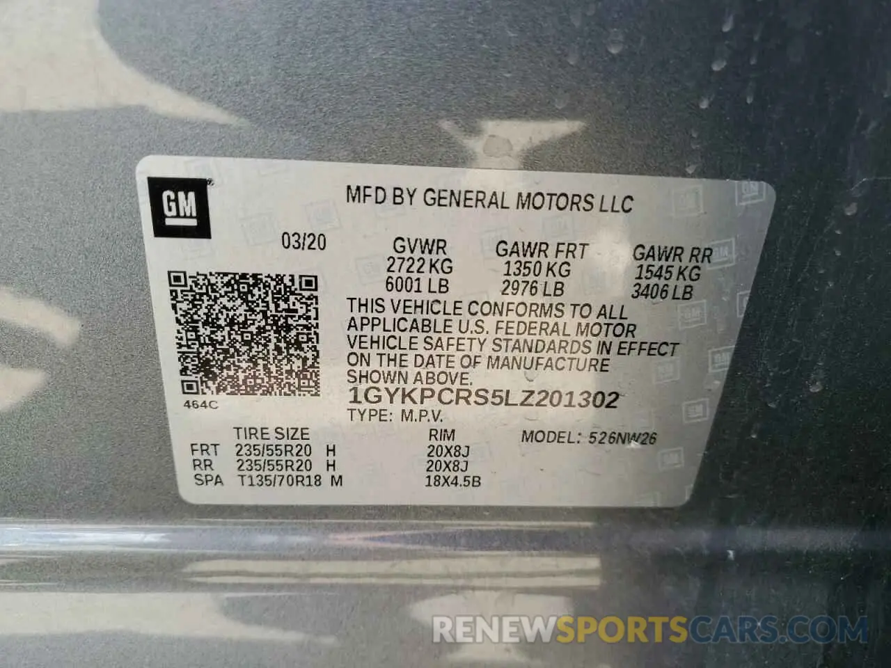 13 Photograph of a damaged car 1GYKPCRS5LZ201302 CADILLAC XT6 2020