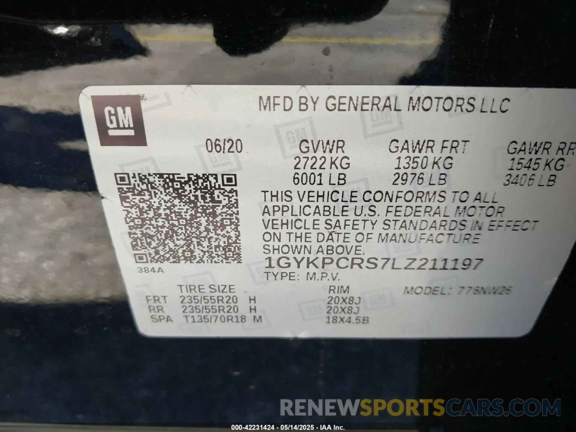9 Фотография поврежденного автомобиля 1GYKPCRS7LZ211197 CADILLAC XT6 2020
