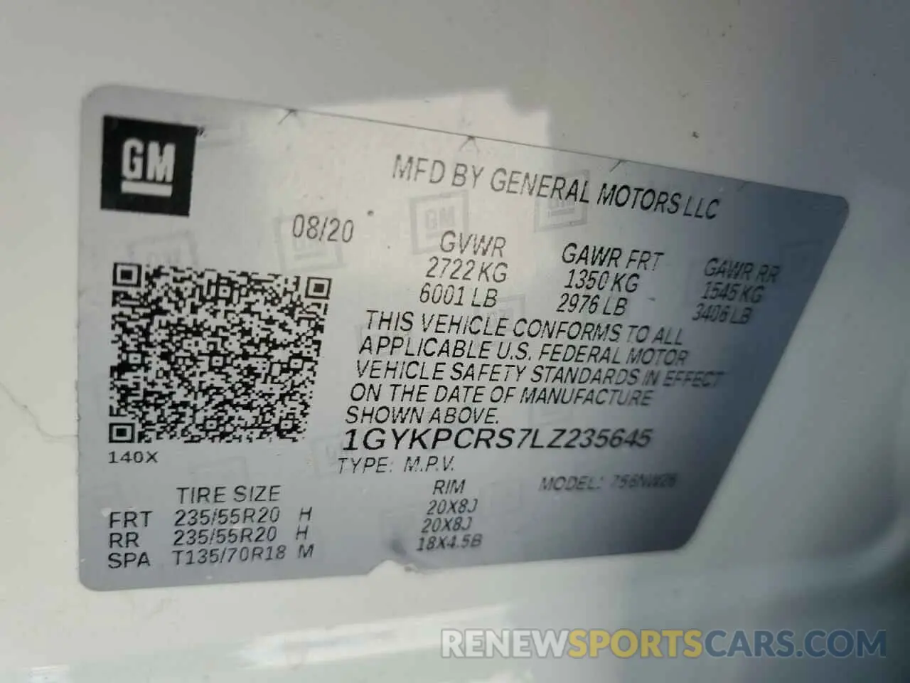 13 Photograph of a damaged car 1GYKPCRS7LZ235645 CADILLAC XT6 2020
