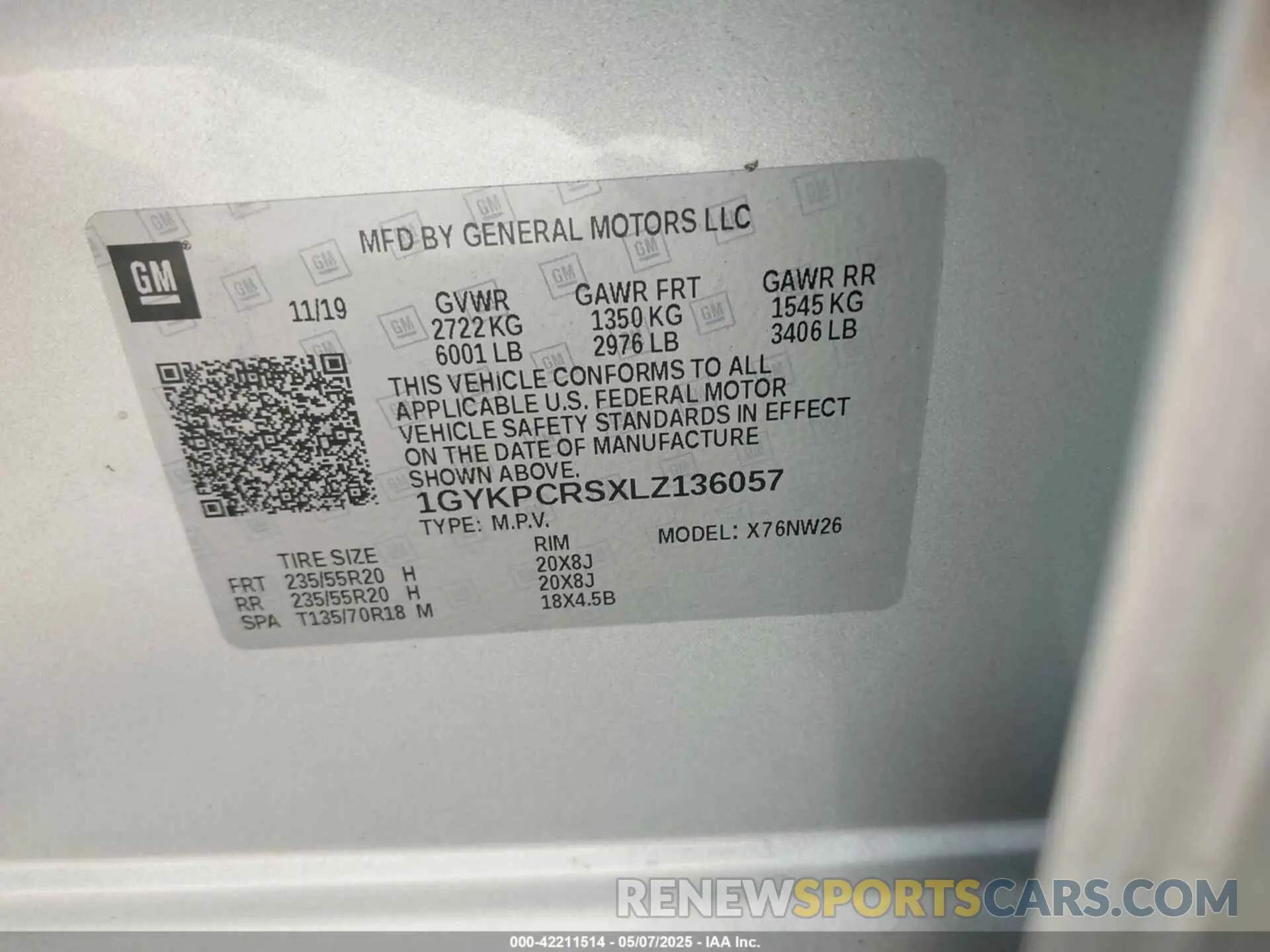 9 Photograph of a damaged car 1GYKPCRSXLZ136057 CADILLAC XT6 2020