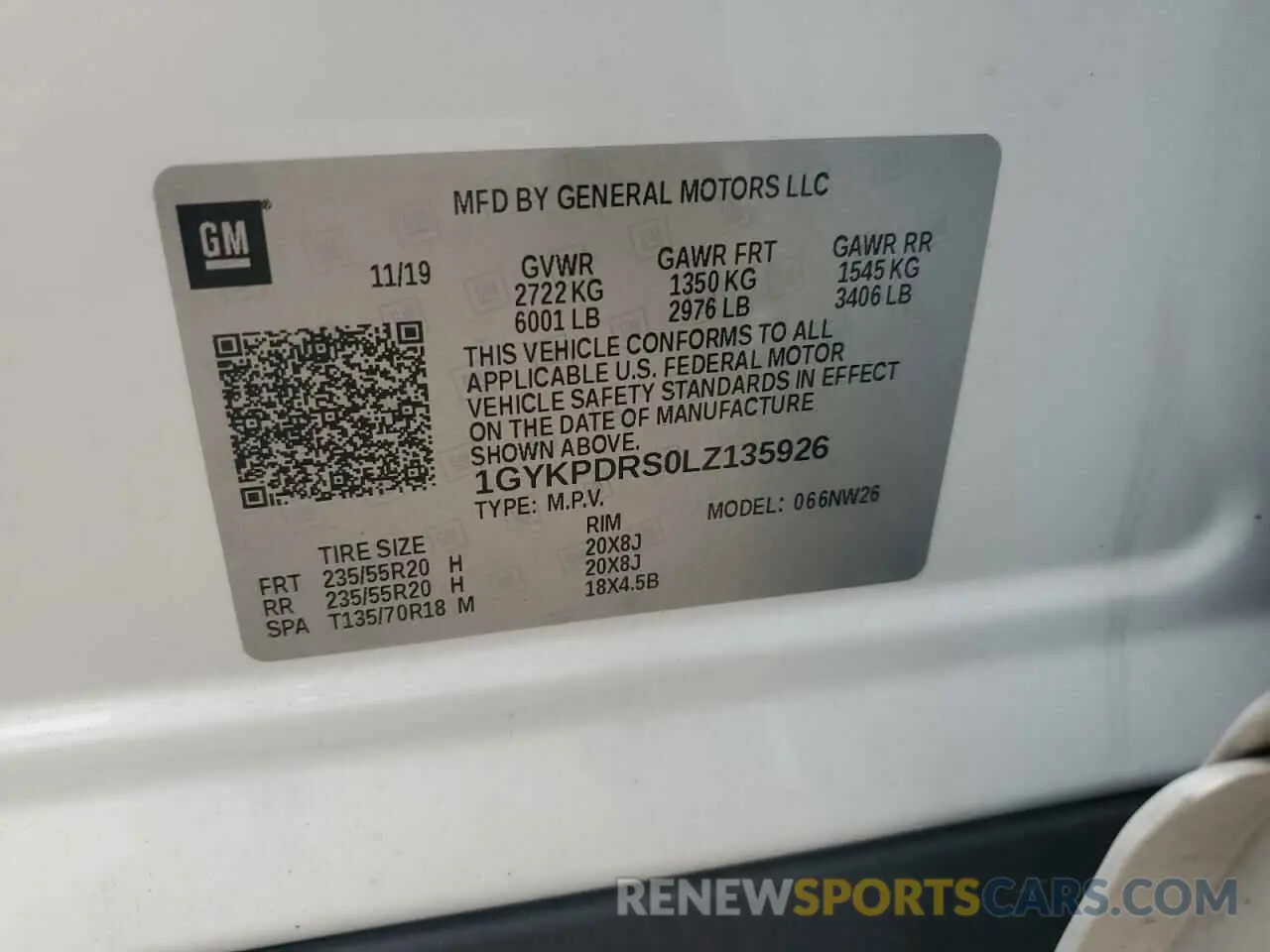 13 Photograph of a damaged car 1GYKPDRS0LZ135926 CADILLAC XT6 2020